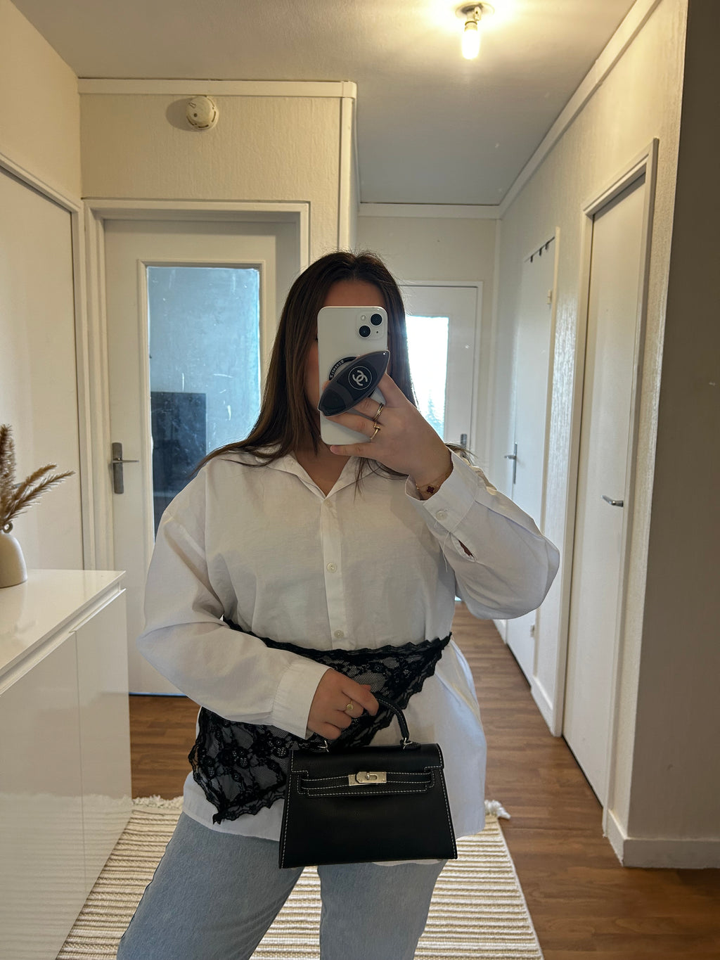 Amhar bag 22 noir surpiqué blanc